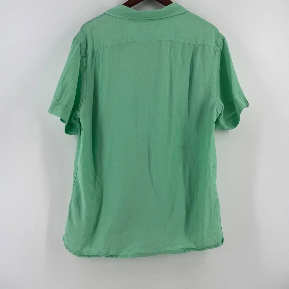 Polo Ralph Lauren Mens Large Seafoam Green Linen Short Sleeve Button Down Shirt